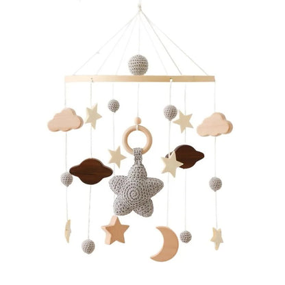 Brinquedo Chocalho para Bebê, Suporte de Berço, Móbile de Madeira, 0-12 Meses, Recém-nascido, Chocalho de Crochê, Suporte para Pendurar Brinquedos, Suporte para Berço de Bebê, Presente