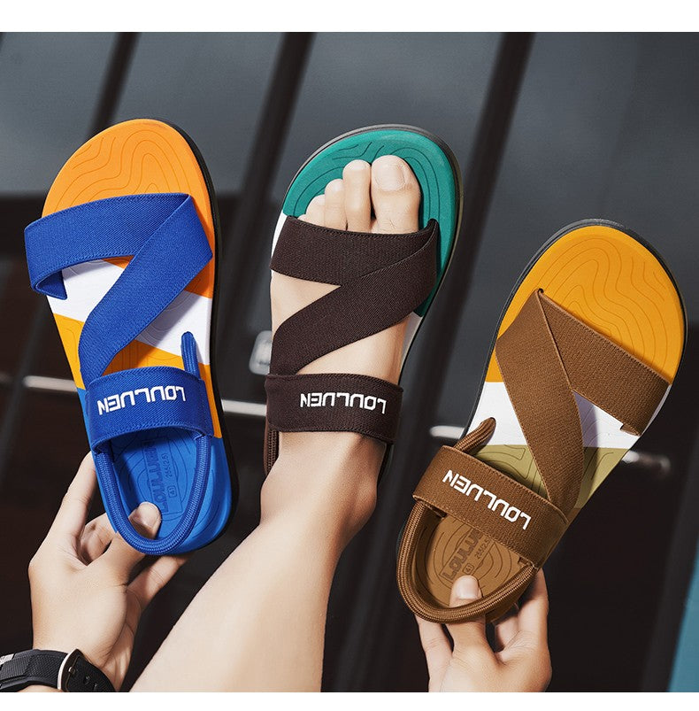Slippers man summer ankle wrap shoes slip-resistant slide sandals summer male slippers beach Water Shoes Zapatillas Hombre Blue
