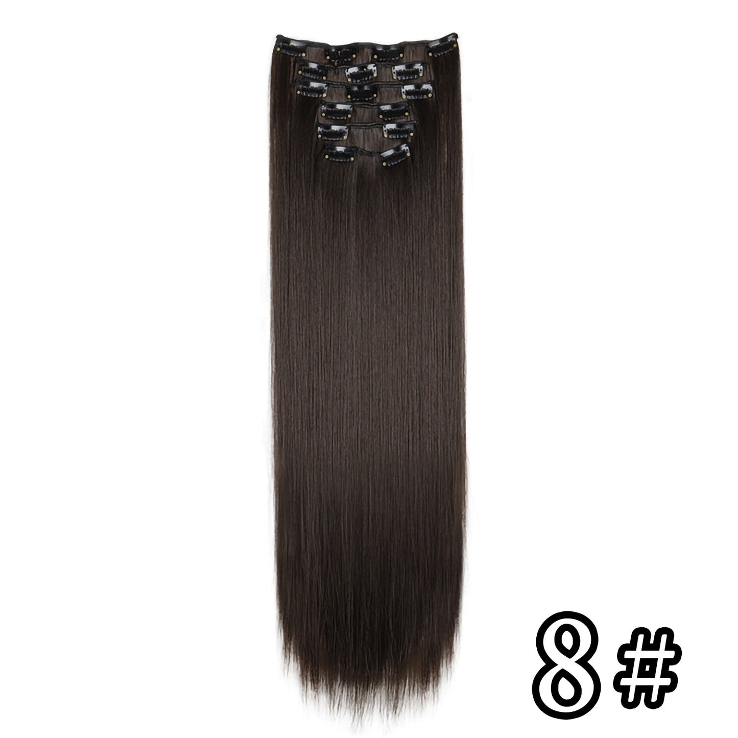 Apliques de Cabelo Natural de 24 Polegadas Cabelo Sintético para Mulheres Kit de Fios de Cabelo 16 Tic-Tacs em 6 Peças Apliques Mechas de Cabelo