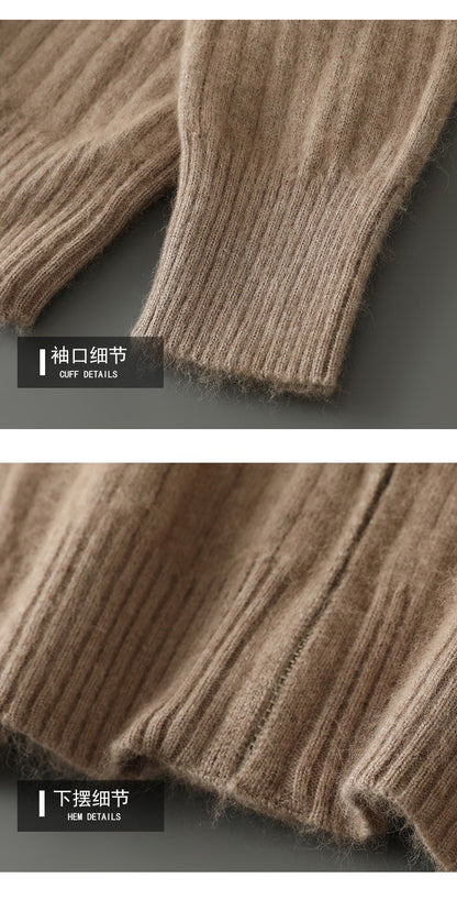 Autumn Winter New Mink Cashmere Sweater Thickened Loose Zipper Cardigan Sweater Comfortable Casual Men's Knitted Bottoming Shirt