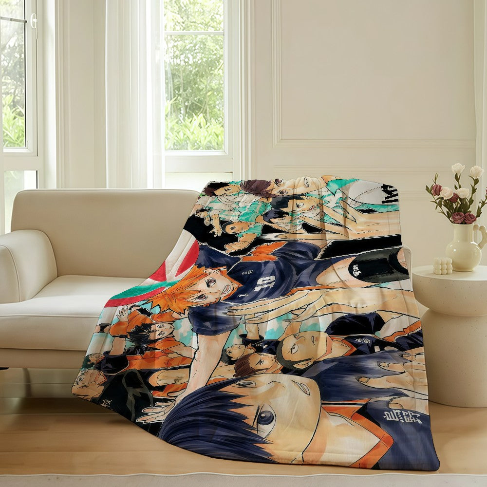 Volleyball Anime H-Haikyu!! Blanket For Sofa Office Bed Plane Travel Sleep Read Relax Camping Soft And Warm