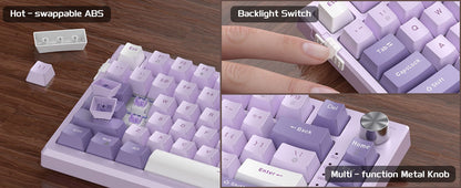 Teclado Mecânico Gamer MageGee SKY81 75%, RGB Gasket Hot Swappable com Fio Personalizado, Amortecimento de Som Cremoso com Botão
