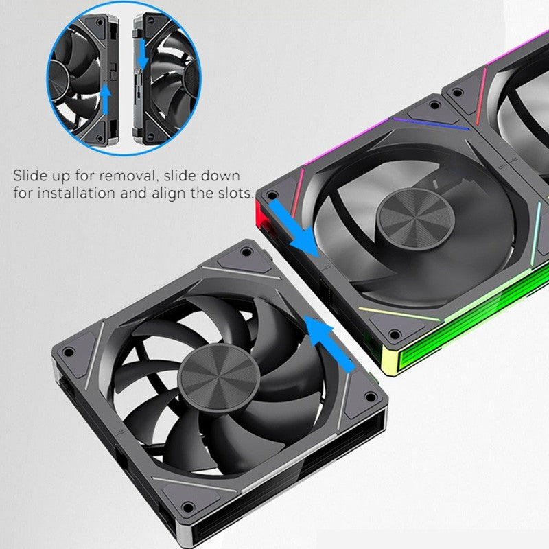 TEUCER JM-5 Case Fan 120mm 5V 3Pin ARGB Mirror Light Effect Cooling Fan PWM 800 to 2000RPM CD Texture Water Cooling Radiator Fan