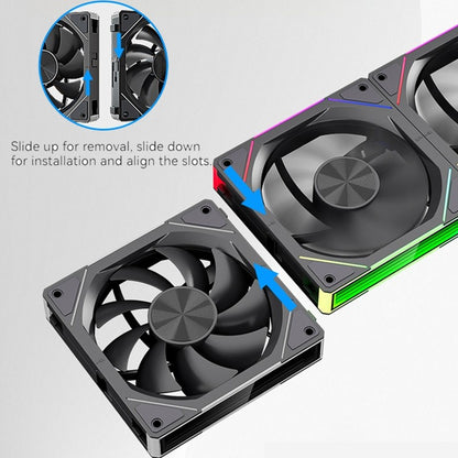 TEUCER JM-5 Case Fan 120mm 5V 3Pin ARGB Mirror Light Effect Cooling Fan PWM 800 to 2000RPM CD Texture Water Cooling Radiator Fan