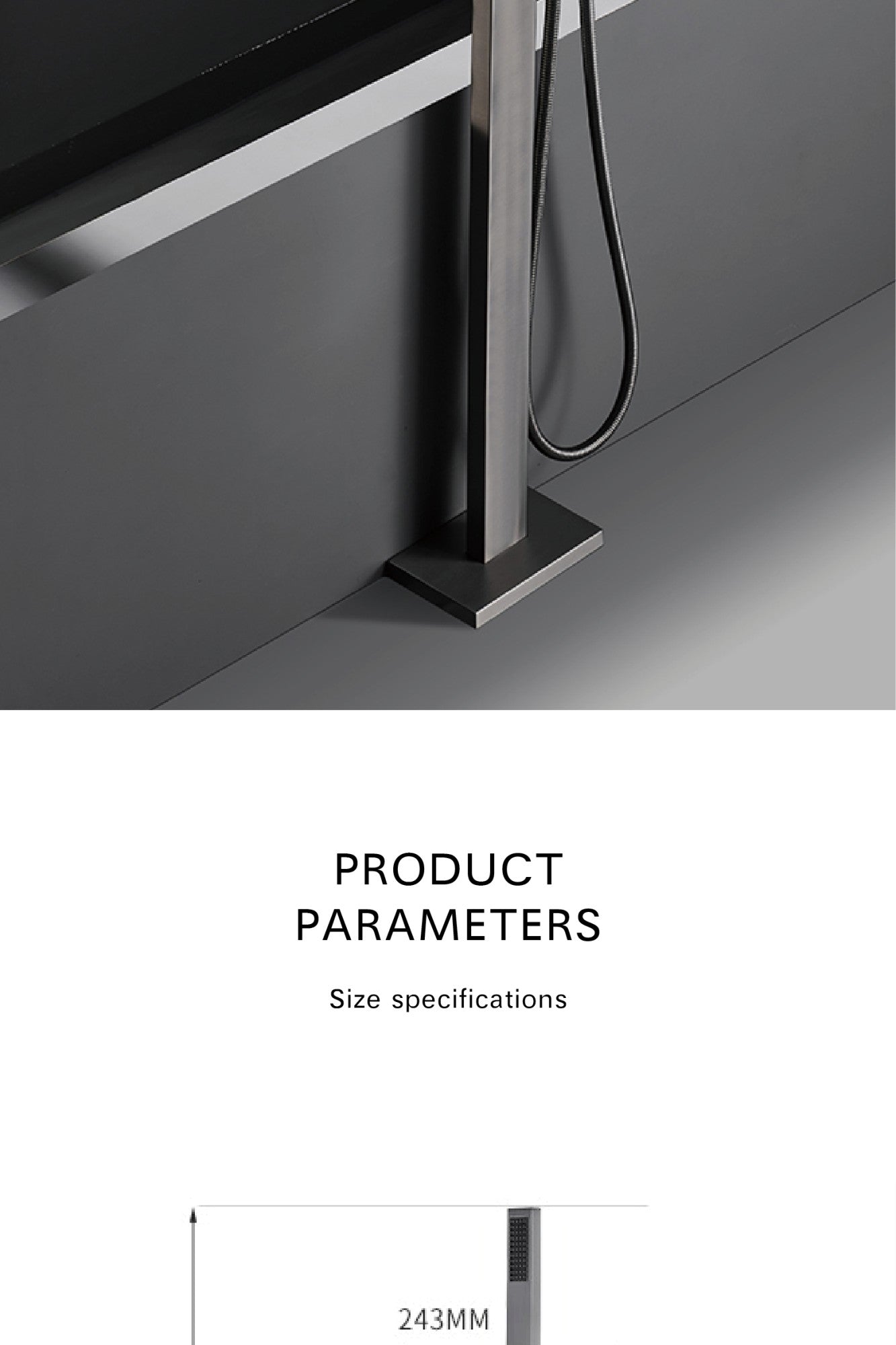 Luxury Black Brass Bathroom Faucet Floor standing Design Single Handle Hot and Cold Water Embedded Design Simple Bathtub Mixer