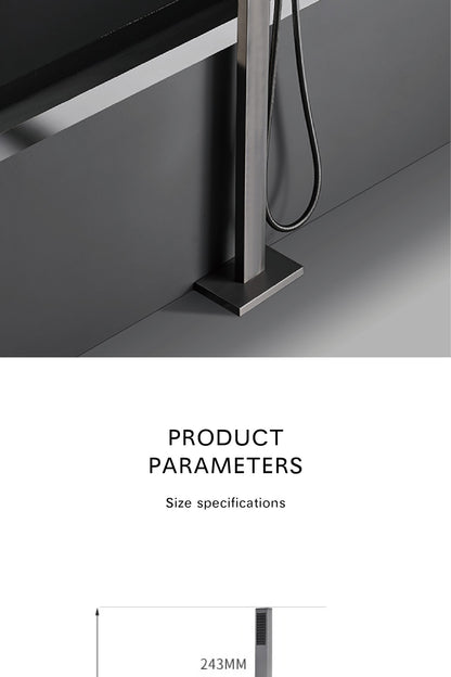 Luxury Black Brass Bathroom Faucet Floor standing Design Single Handle Hot and Cold Water Embedded Design Simple Bathtub Mixer