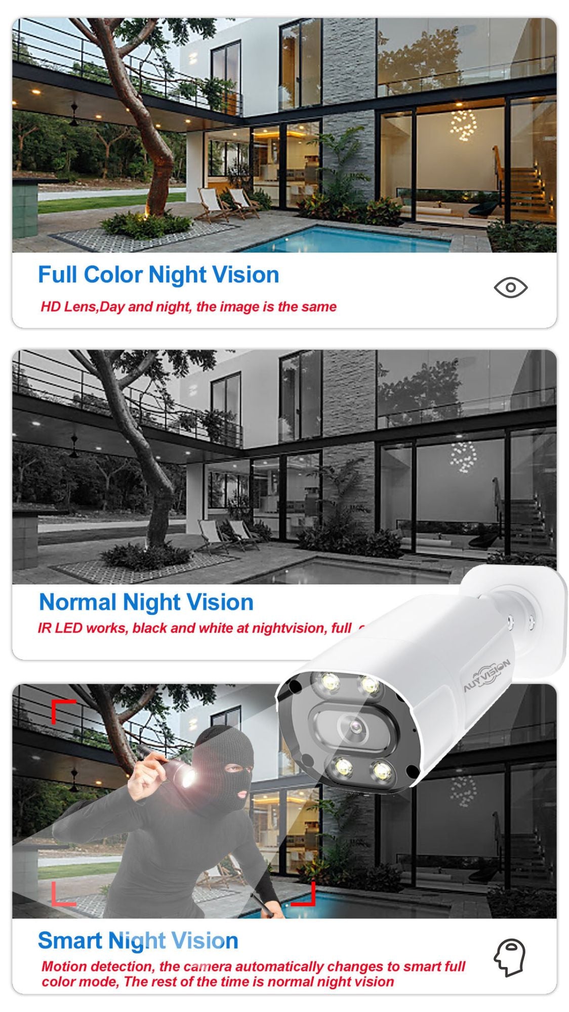 UHD 4K 8MP 5MP POE IP metal Camera Intercom AI Face/Human/Car Detection Color Night CCTV Video Surveillance Security For NVR