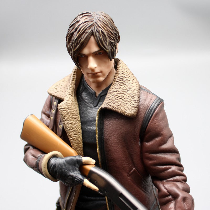 33cm Leon Zombie Hunter Couro Leon Anime Figura Coleção Meninos Modelo de Ação Boneca Decoração de Mesa Gk Grande Estátua Brinquedos Presentes