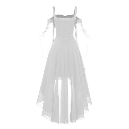 2024 New Women Fairy Skirt Plus Size Cold Shoulder Butterfly Sleeve Halloween Witch Gothic Dress Elegant Party Evening Dresses