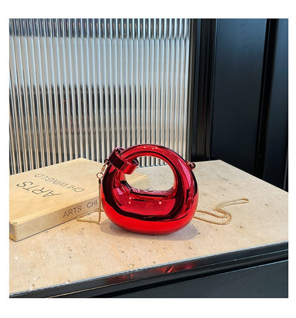 Fashion Crescent Mini Acrylic Chain Evening Bag for Women, Shoulder and Crossbody Bag