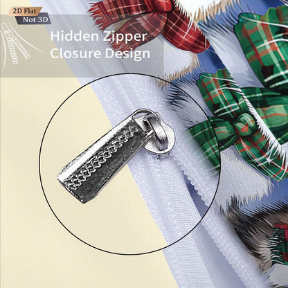 3pcs Merry Christmas Cat Printed Chipless Bedding Set Soft Dormitory Bedroom Multiple Sizes Machine Washable