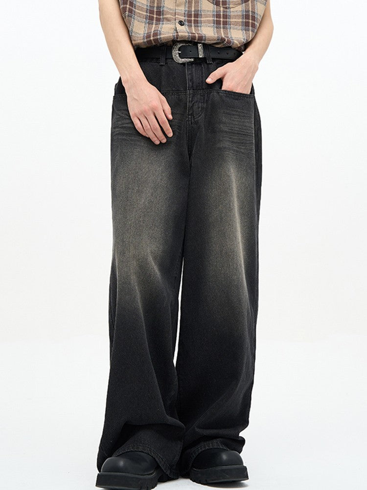 Calça Jeans Masculina Clássica Americana Hip Hop Rap Perna Larga Juventude Popular Masculina Reta Retrô Solta Calças Jeans Oversized
