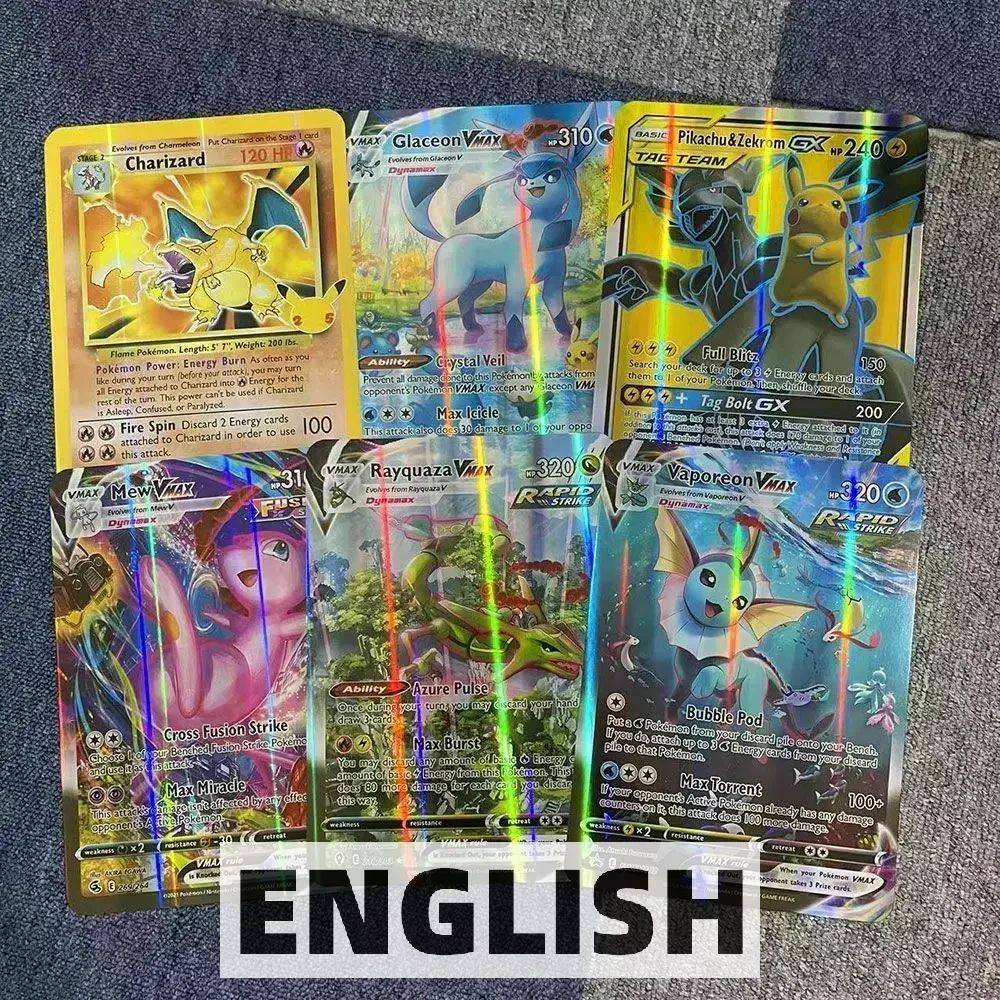 Pokemon 21*15cm Cartas Grandes Arco-Íris Pacote Vstar Letras Gigantes Jumbo Espanhol Alemão Francês Vmax GX Arceus Charizard Carta Rara