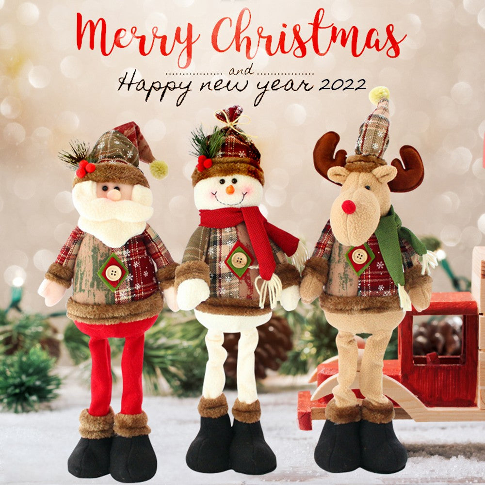 Christmas Dolls Tree Decor Standing Santa, Snowman and Reindeer Figurines  for Home Decor Birthday Gifts Merry Christmas