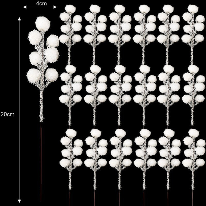 5/200pcs Artificial White Berry Stem Frosted Christmas Berries Branch Snow Tipped Stems Twigs Wreath Xmas Tree Fillers Ornament