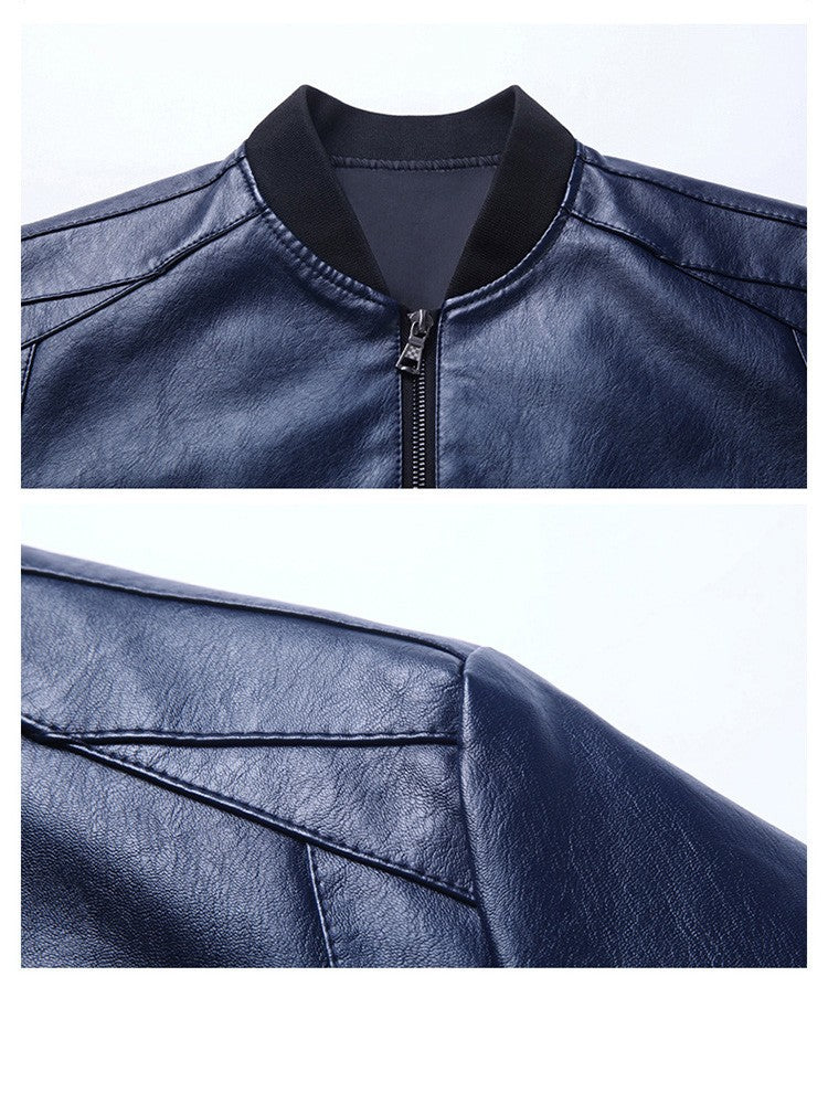 Plus Size 8XL Trendy Men's PU Leather Jacket Stand Collar Motorcycle Coat Casual Biker Jacket Men's Fashion Outerwear Streetwear