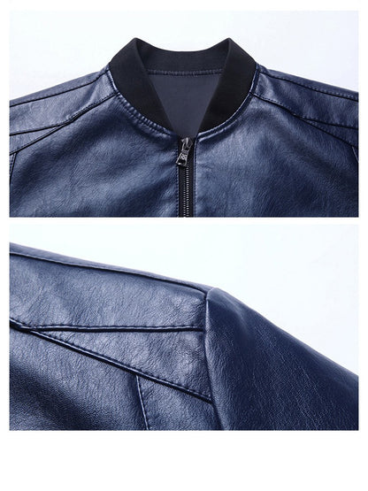 Plus Size 8XL Trendy Men's PU Leather Jacket Stand Collar Motorcycle Coat Casual Biker Jacket Men's Fashion Outerwear Streetwear