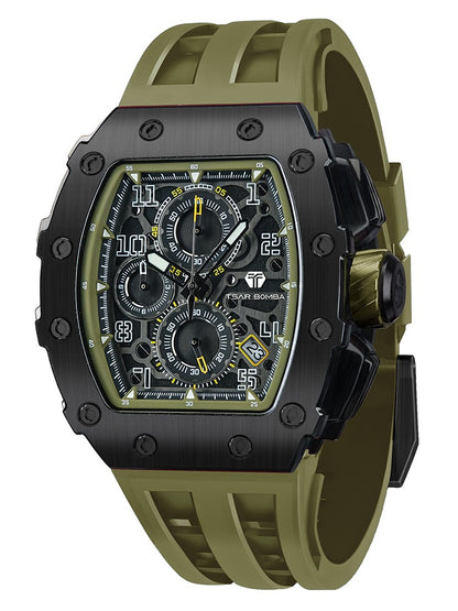 TSAR BOMBA Watch for Men Luxury Brand Tonneau Design Waterproof Clock Stainless Steel Wristwatch Fashion Rectangle Mens Watch