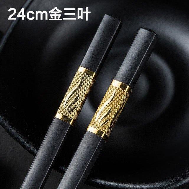 1 Pair Chinese style chopsticks tableware food stick alloy Catering utensils sushi sticks Non-slip Household Kitchen Utensils