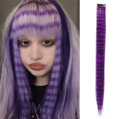 Apliques de Cabelo Sintéticos Coloridos e Vibrantes com Estampa de Leopardo para Uso Diário e Festas, Crianças e Cosplay, Estilo Y2K