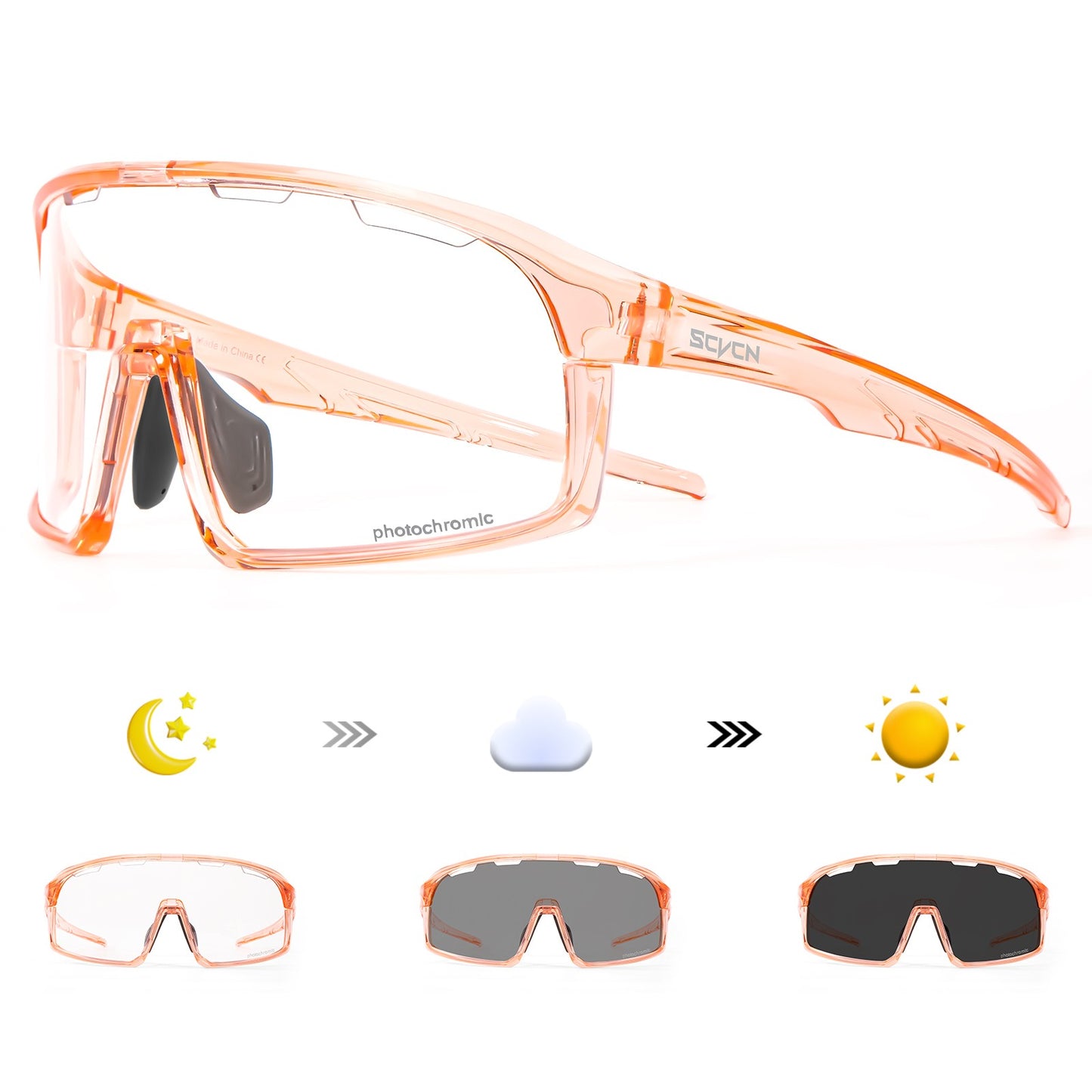 SCVCN Outdoor Photochromic Sunglasses Bicycle Cycling Glasses Women Sports UV400 Mtb Driving Bike Glasses Men Tactical Goggles