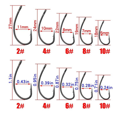 Hirisi 15x Anzóis de Pesca de Carpa Com Olhal Micro Farpa Aço de Alto Carbono Anzóis Revestidos de PTFE Acessórios de Pesca X915