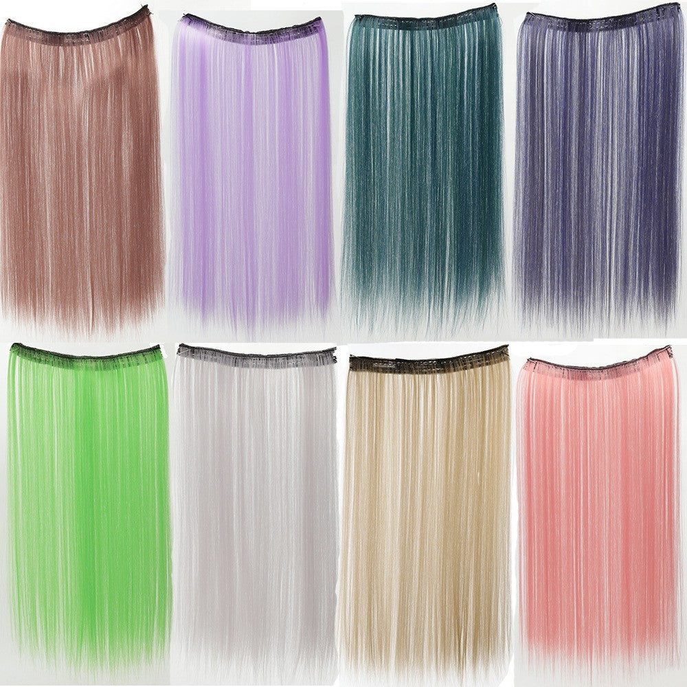 Extensões de Cabelo Sintético em V de uma Peça com 4 Clips Cabelo Liso Longo Peruca Cor 50CM Cabelo Falso Natural