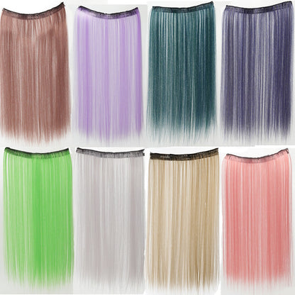 Extensões de Cabelo Sintético em V de uma Peça com 4 Clips Cabelo Liso Longo Peruca Cor 50CM Cabelo Falso Natural