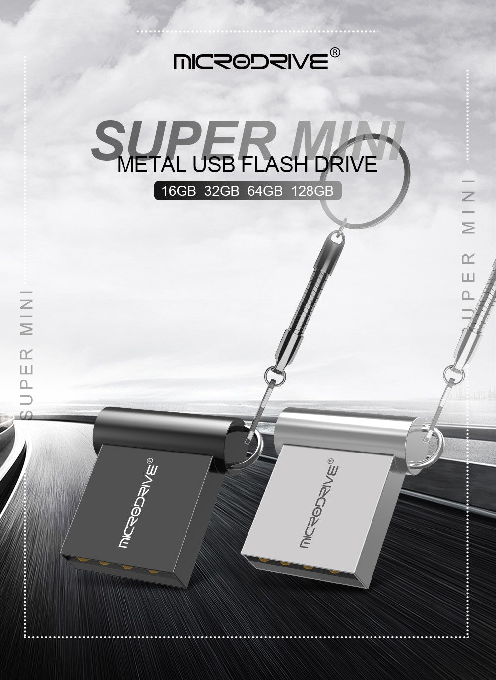 Mini PenDrive de metal Super Rápido 4GB 8GB 32GB USB Flash Drive cle usb Stick 64gb 128GB memória flash USB com chaveiro