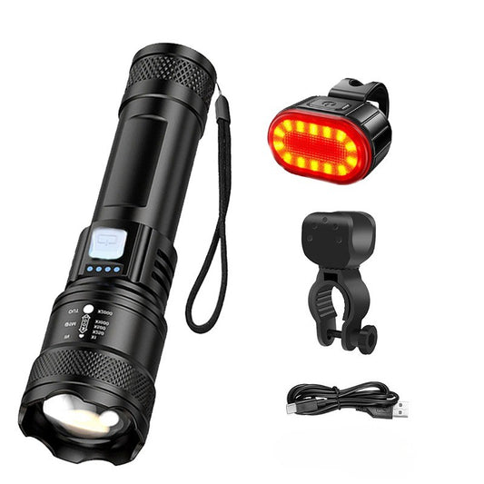 High Strong Power Led Flashlights Rechargeable Tactical Torch Safety Emergency Light for Outdoor Camping Fishing Working Zoom