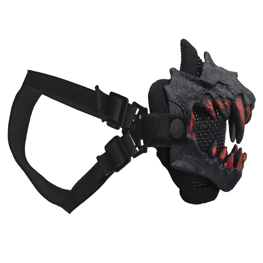 Fangs Cosplay Airsoft Mask Multipurpose Half Face Mask Adjustable Strap Breathable Headwear Halloween Horror Party Decor