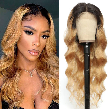 Peruca Front Lace Mel Loira Pré-arrancada 1B 27 Cabelo Humano Ombre Body Wave Peruca Front Lace Cabelo Humano 180% Bodywave Cru 30 Polegadas