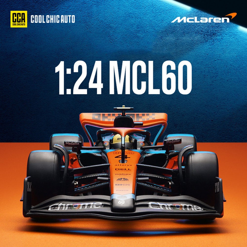 1:24 McLaren MCL60 F1 Carros Miniatura Brinquedos de Liga Modelos Fundidos Rodas Podem Virar Rolar Deslizar Carro Esportivo Presentes de Festival para Meninos