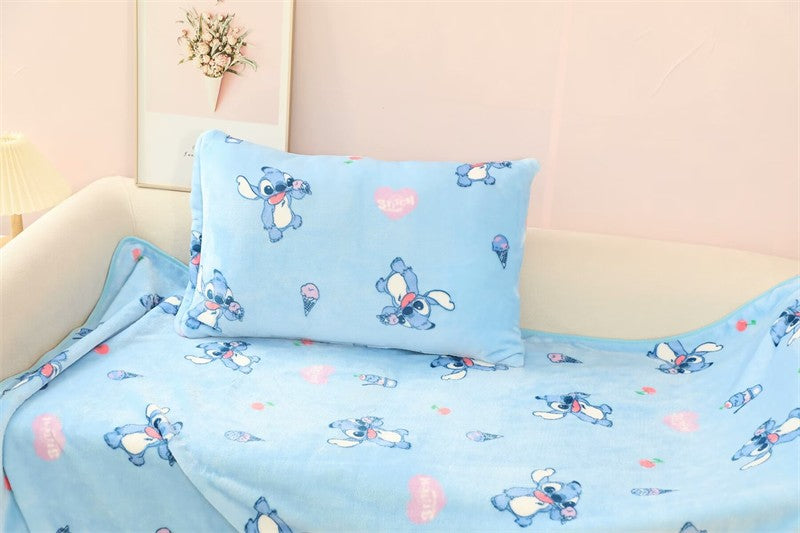Manta Fofa do Stitch, Manta Quente de Flanela, Fronha com Estampa Estilo Japonês, Colcha para Quarto, Sofá, Cama de Menina