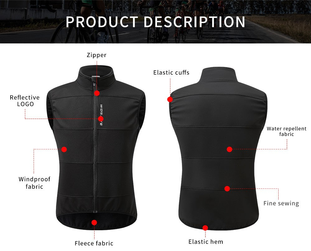 WOSAWE Cycling Jersey Set Winter Spring Vest Pants Sleeveless MTB Bicycle Clothing Warm Bike Jackets Thermal Fleece Suit