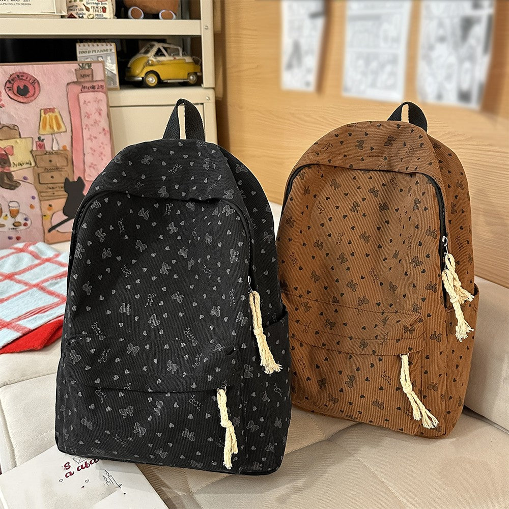 Mochila de Veludo Cotelê Outono Inverno Nova Mochila de Grande Capacidade para Aulas, Deslocamento, Mochila Versátil, Mochila de Viagem ao Ar Livre