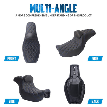 Assento de passageiro com encosto para motocicleta, banco duplo com almofadas para Harley Dyna Fat Bob Low Rider FXDL FLD 2006-2017