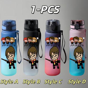 Harry Potter Large-Capacity Anime Character Outdoor Portable Water Bottle with Rope, Leak-Proof, Gift for Boys and Girls