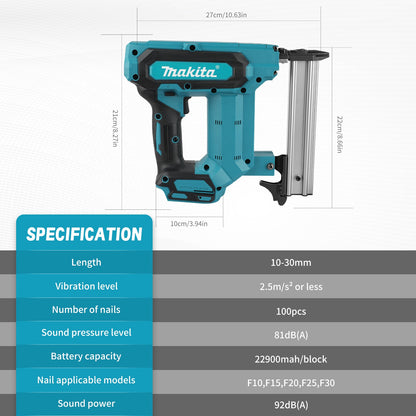 Nova pistola de pregos F30 da Makita, ferramenta elétrica sem escovas, empunhadura ergonômica, pistola pneumática elétrica, ferramenta para marcenaria (sem bateria)