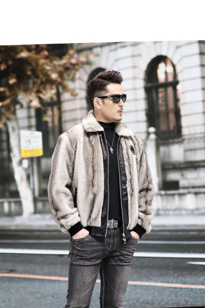 Zipper Cardigan Spliced Faux Leather Men Long Sleeve Jackets Turn Down Collar Coat Long Sleeve High Street 2025 Autumn Slim