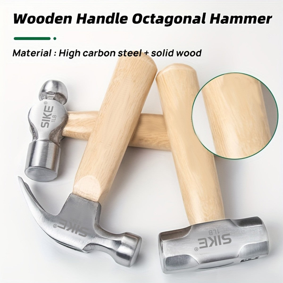 Mini Hammer High Carbon Steel Hammer Solid Wood Short Handle Octagonal or Round Head Hammer Small Manual Hardware Tool