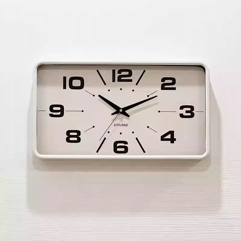Win Elegant Simple Modern Japanese Style Metal Wall Clock New Silent Rectangular Home and Office Clock for Living Room