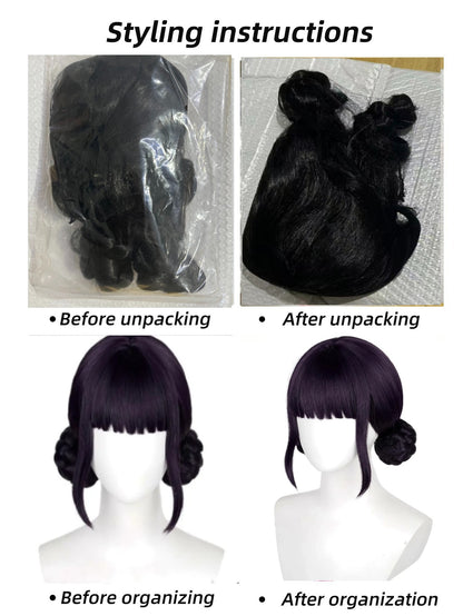 Personagem caçador de demônios KPop, franja reta, cabelo longo, cabelo curto cacheado, peruca sintética | Cosplay de Anime Zoe Rumina