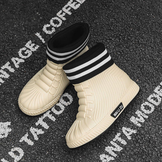 Versatile Casual Short-barreled Waterproof Shoes Men Women Lined With Fleece Warmth Anti-slip Wear-resistant Outdoors Rain Boots