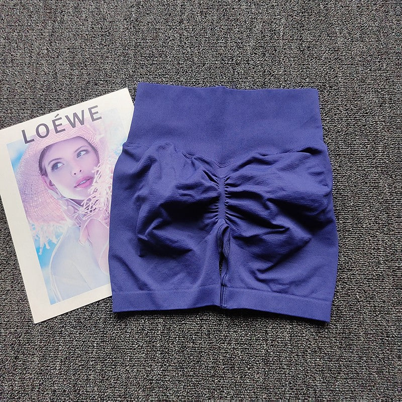 Yoga Shorts Peach Hot Girls Three-Cross Pants High Waist Knitted Pressure Running Sport Elastic Belly Lifting Butt Tight Pants