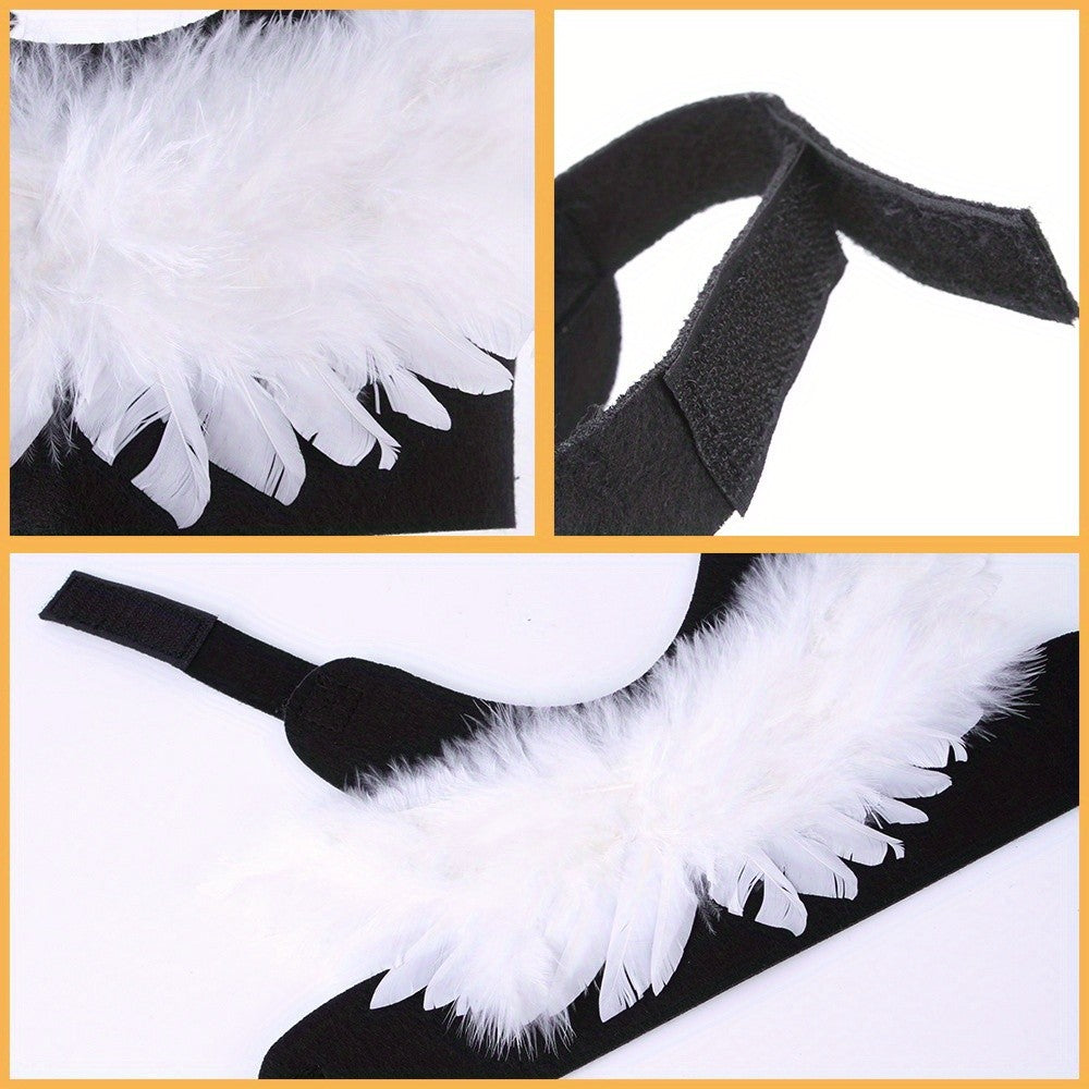 Fantasia de Halloween para Pets Asa de Anjo e Diabo Preta e Branca para Cachorro Gato Coelho Porquinho Presente Divertido para Festa de Halloween Tema Anime B