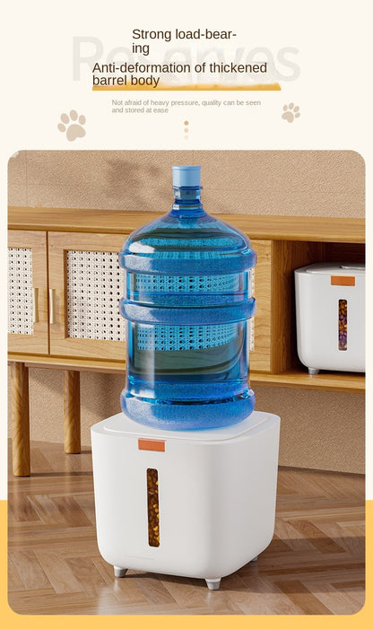 Tambor de armazenamento de ração para animais de estimação Tambor grande de armazenamento de alimentos Selado à prova de umidade Tambor de ração para gatos Armazenamento de ração para gatos Ração para cães Tigela para gatos
