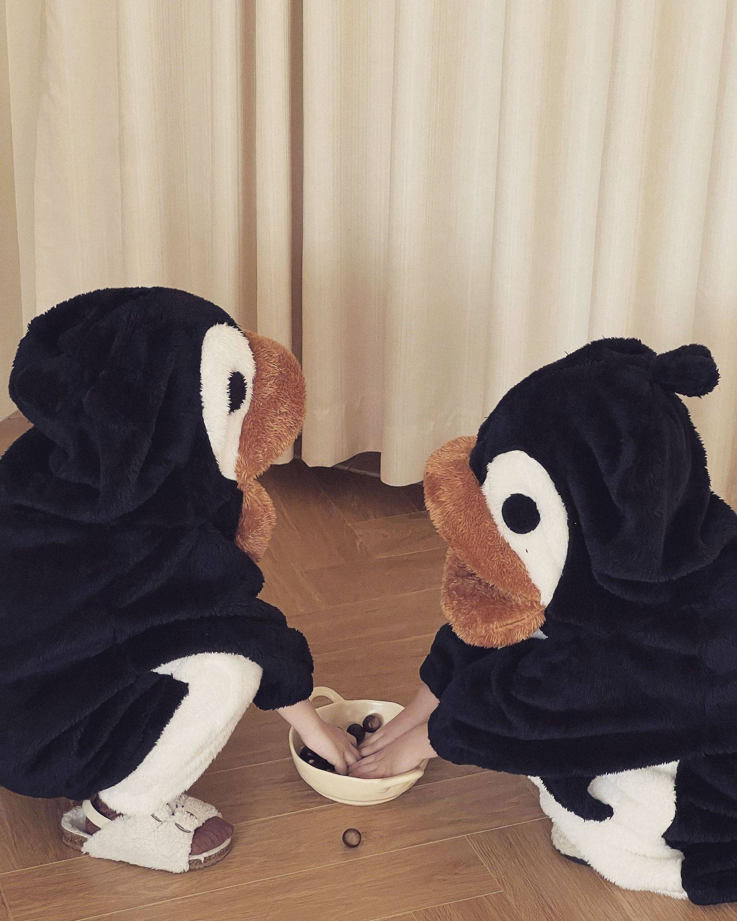 2025 Winter Infants Toddlers Pajamas Set Penguin Style Children's Warm Thicken Flannel Sleepwear Soft Loose 2 Pcs Suit Plush Pjs