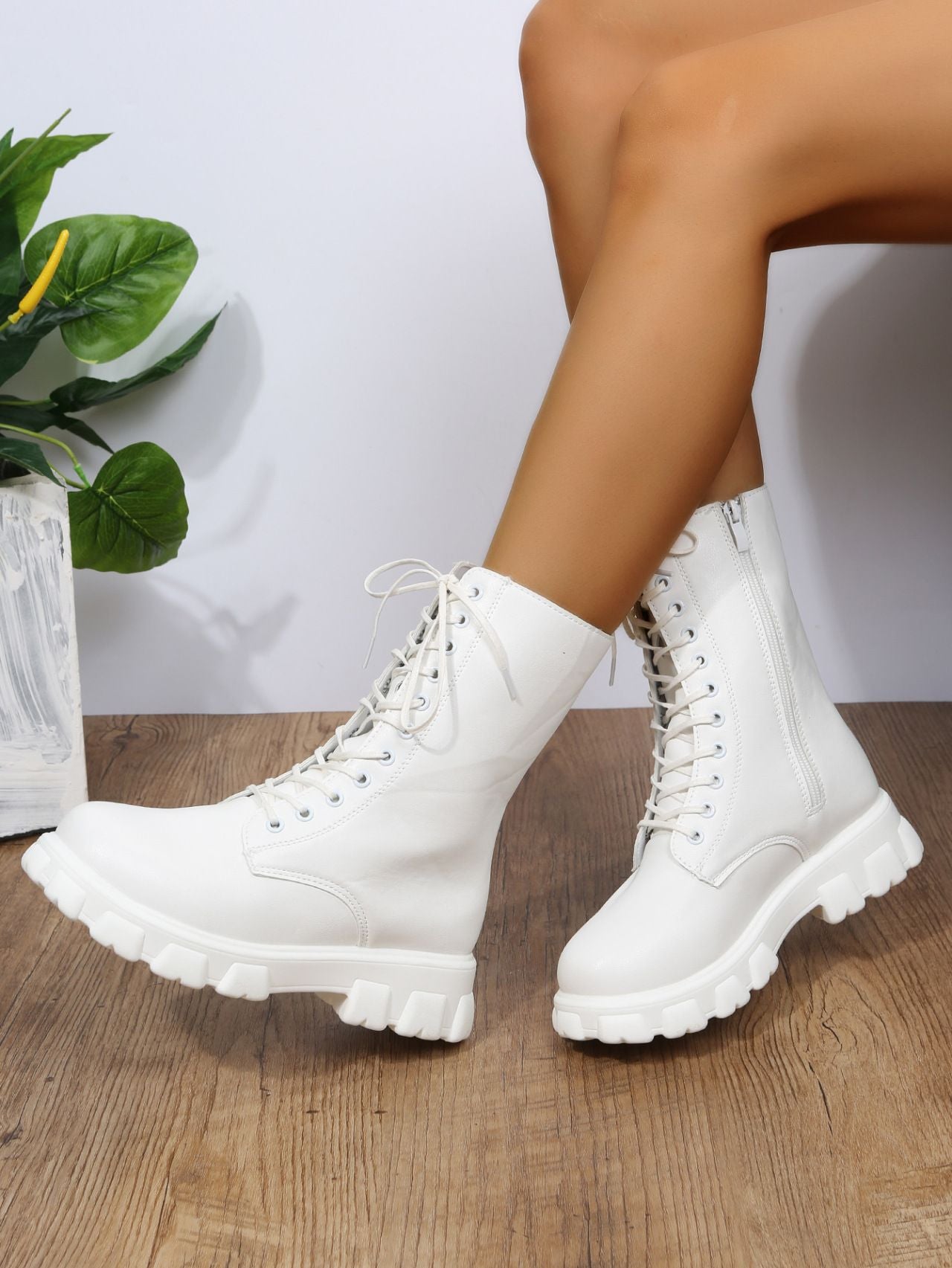 Autumn winter plus size new shoes Women Fashion Laceup Boots Chelsea Zipper Ladies  Sports Casual Heel  platform