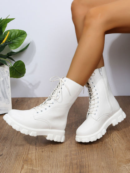 Autumn winter plus size new shoes Women Fashion Laceup Boots Chelsea Zipper Ladies  Sports Casual Heel  platform